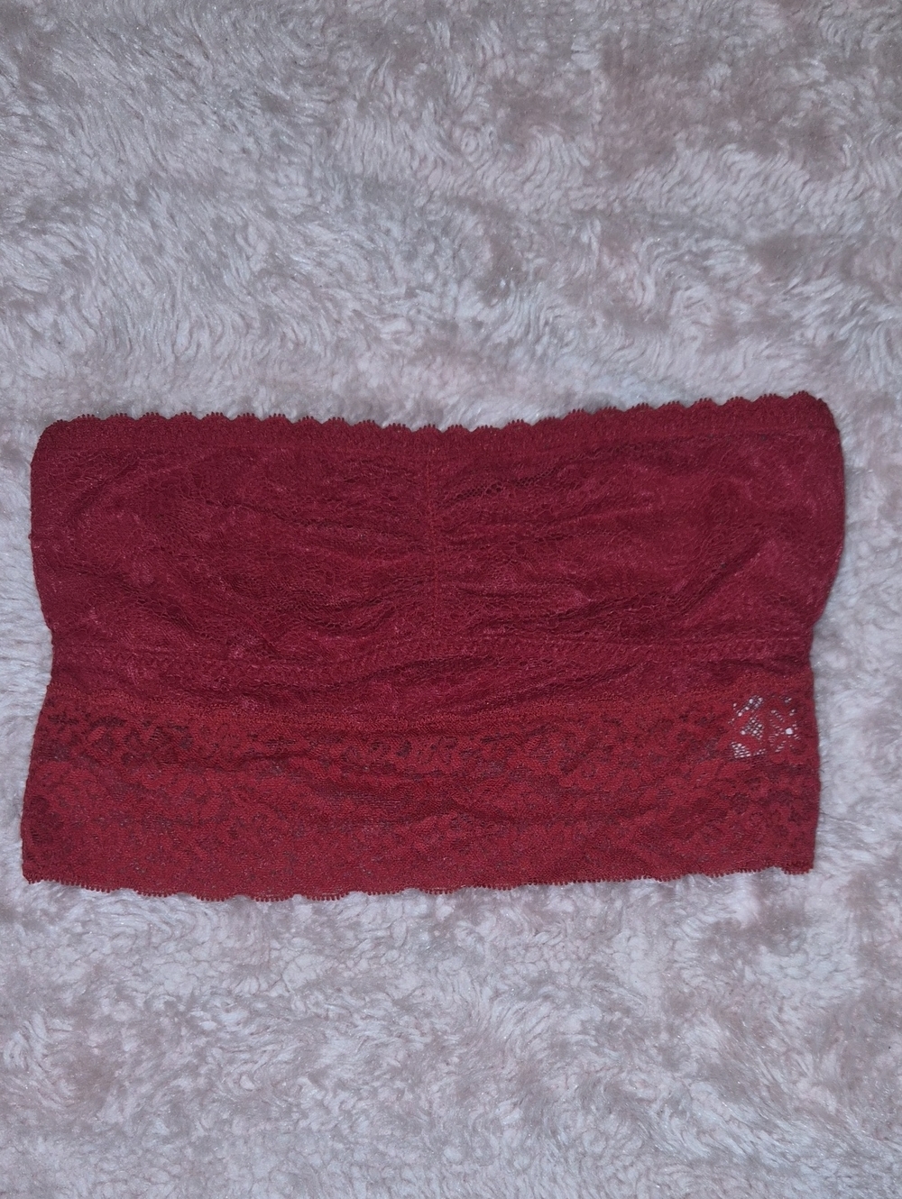 Gilly Hicks Lace Bandeau Crop Top - Wine Red